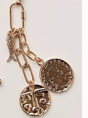 Free People Gold Coin cell phone charm or bag charm NWTS